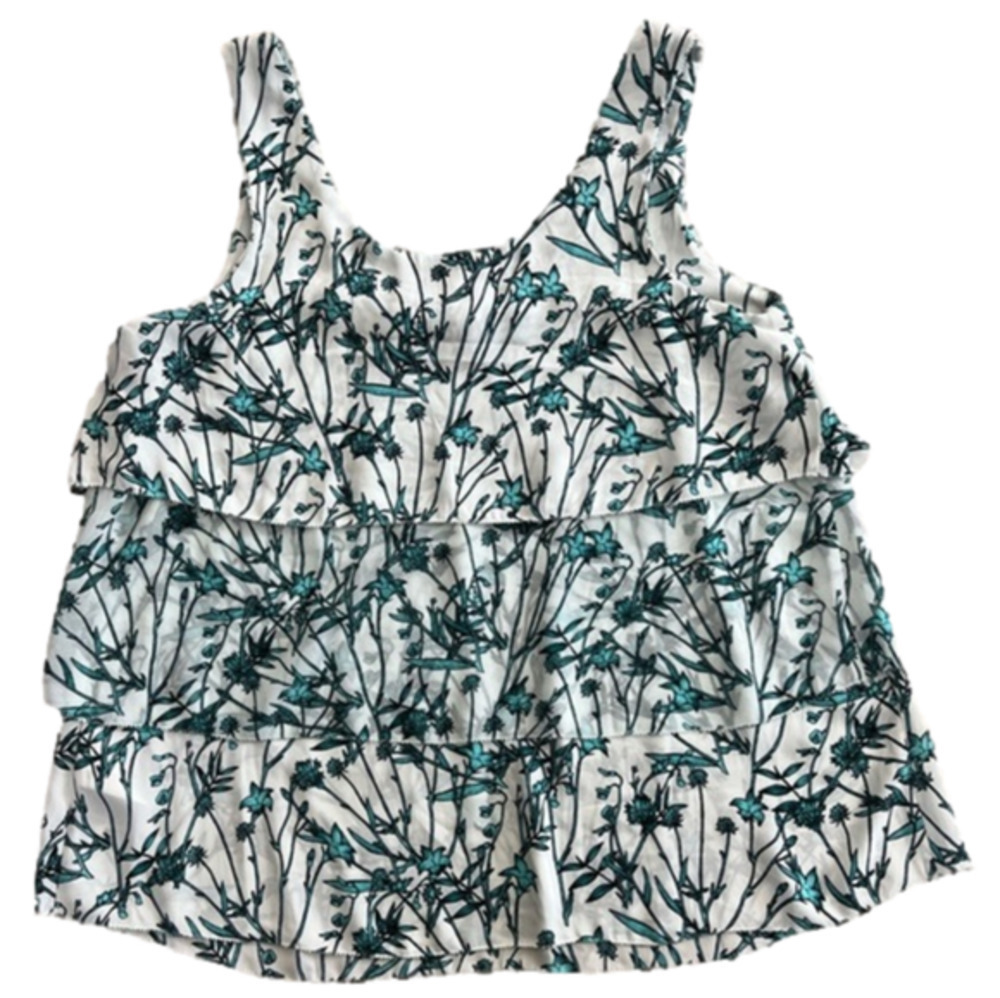 Banana Republic Tiered Flowy Blue and Green Tank Top Size Small